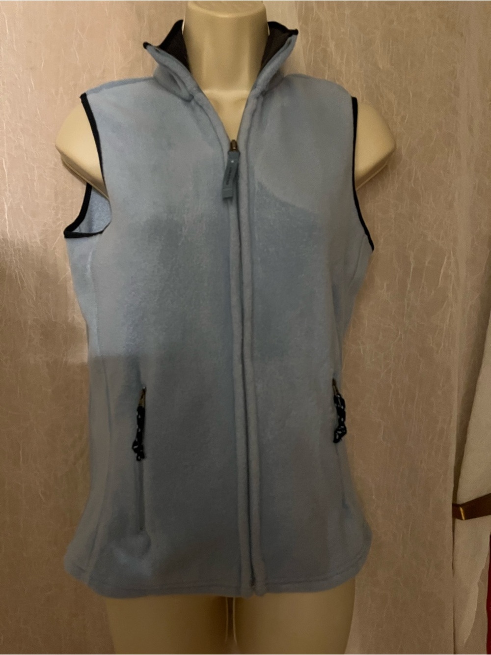 Old Navy Light Blue Fleece Vest with Stand Collar